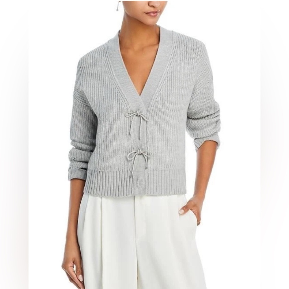 French Connection Sparkly Bow Embellished Cardigan size Small (gray) NWOT